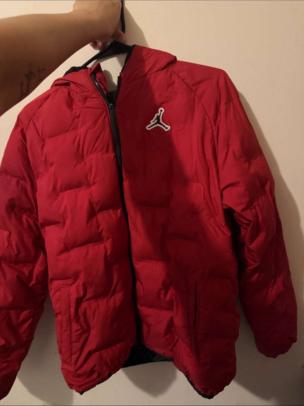 Jordan Men's Red Hooded Puffer Jacket